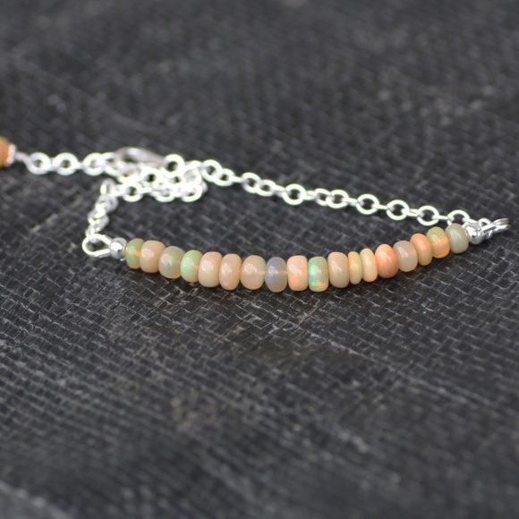 Natural Untreated Welo Opal Bracelet Sterling Silver , 14th Anniversary - Picture 3 of 5